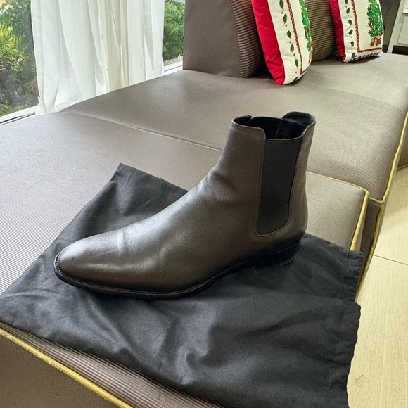Yves Saint Laurent Dark Brown Leather Boots made in Italia main image 12